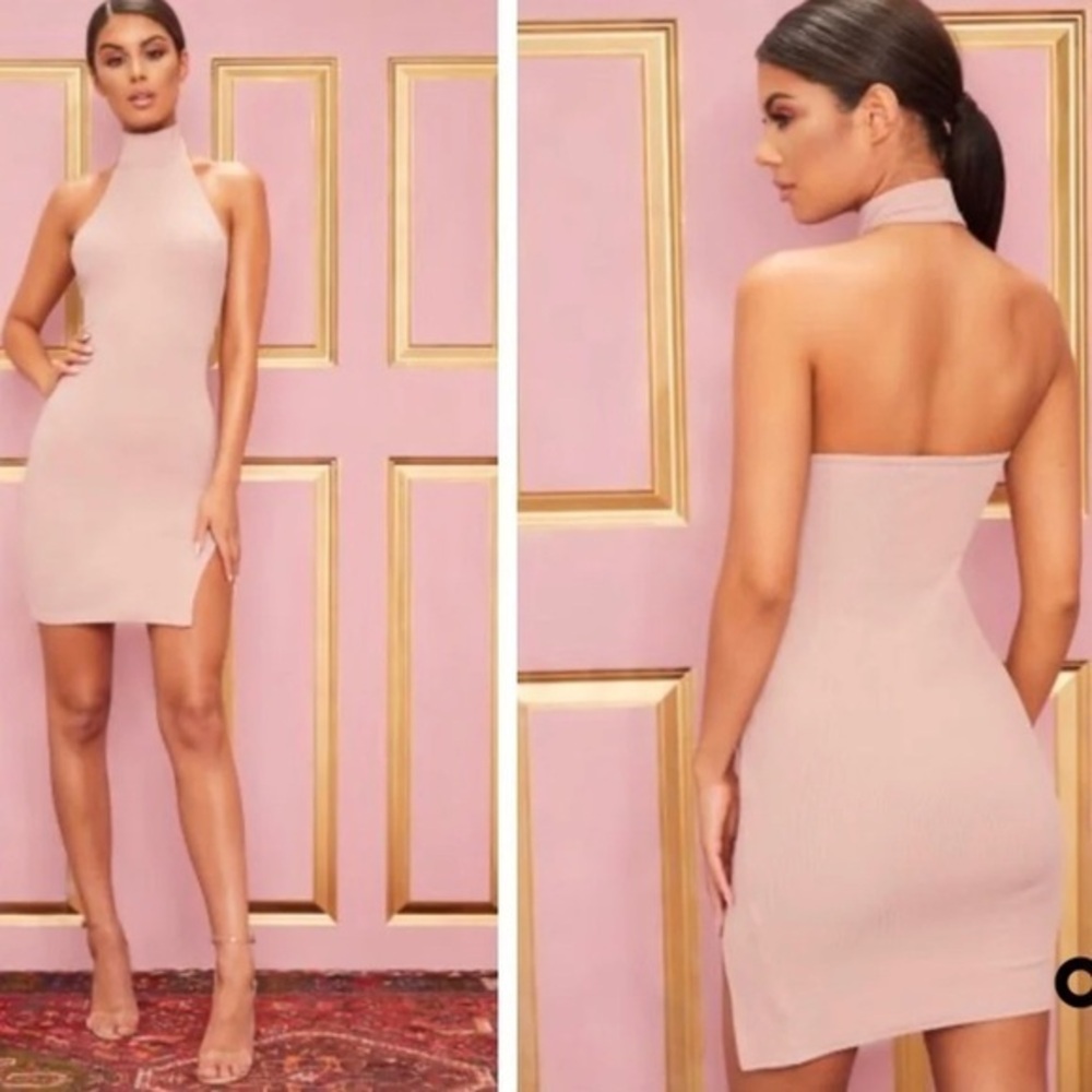 PrettyLittleThing Halter Bodycon Dress-S
